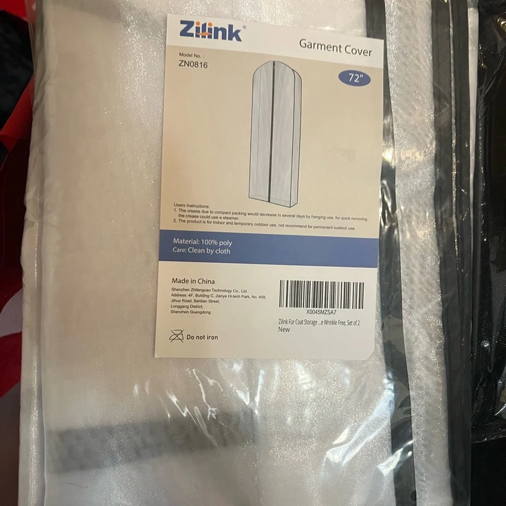 Zilink White Garment Cover 72